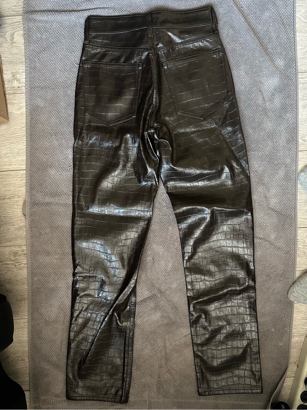 GAP Black Faux Leather Croc-Embossed Straight Leg Pants - Picture 2 of 4